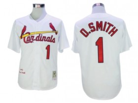 St. Louis Cardinals #1 Ozzie Smith White 1992 Throwback Jersey