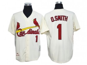 St. Louis Cardinals #1 Ozzie Smith Cream Throwback Jersey