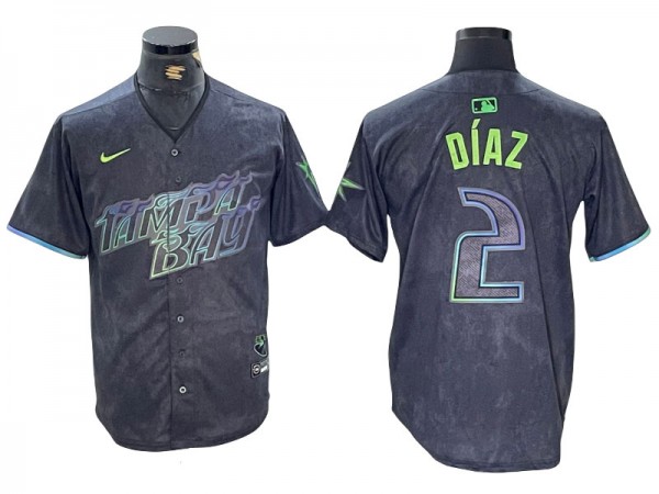 Tampa Bay Rays #2 Yandy Diaz Charcoal 2024 City Connect Limited Jersey