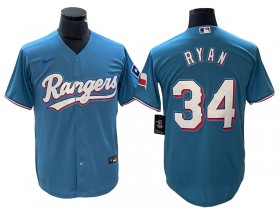 Texas Rangers #34 Nolan Ryan Light Blue Cool Base Jersey