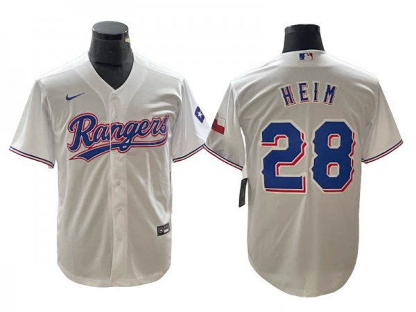 Texas Rangers #28 Jonah Heim White Cool Base Jersey