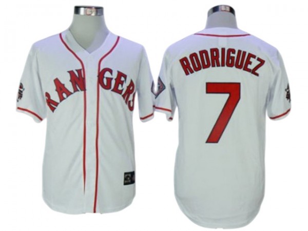 Texas Rangers #7 Ivan Rodriguez White 1995 Throwback Jersey