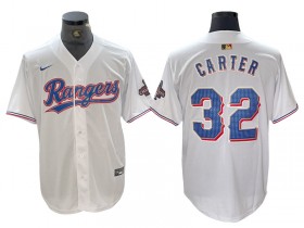 Texas Rangers #32 Evan Carter White 2024 Gold Collection Limited Jersey