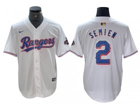 Texas Rangers #2 Marcus Semien White 2024 Gold Collection Limited Jersey