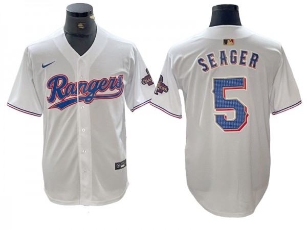 Texas Rangers #5 Corey Seager White 2024 Gold Collection Limited Jersey