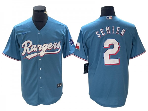 Texas Rangers #2 Marcus Semien Light Blue Cool Base Jersey