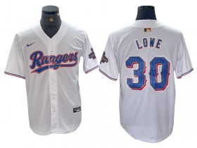 Texas Rangers #30 Nathaniel Lowe White 2024 Gold Collection Limited Jersey