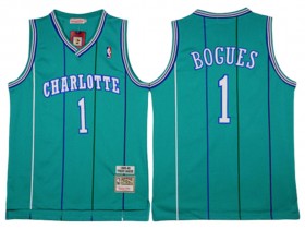 Charlotte Hornets #1 Muggsy Bogues Teal Hardwood Classic Jersey