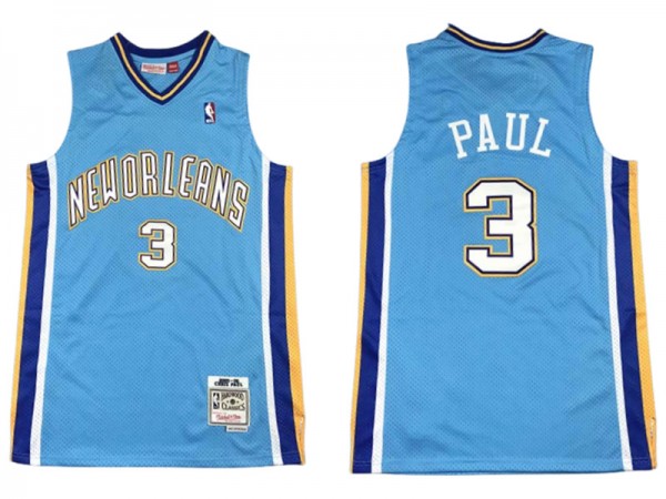 M&N Hornets #3 Chris Paul Light Blue 2005/06 Hardwood Classic Jersey