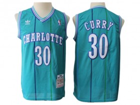 Charlotte Hornets #30 Dell Curry Teal Hardwood Classic Jersey