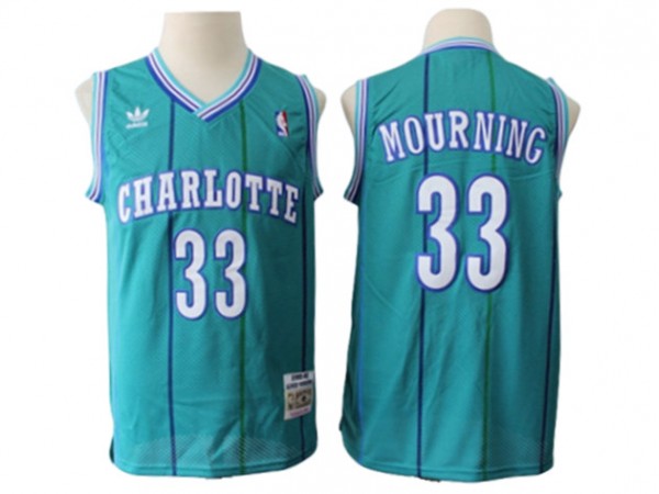 Charlotte Hornets #33 Alonzo Mourning Teal Hardwood Classic Jersey