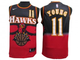 Atlanta Hawks #11 Trae Young Red/Black Throwback Jersey