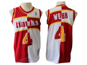 Atlanta Hawks #4 Spud Webb Red/White Split 1987/88 Hardwood Classics Jersey