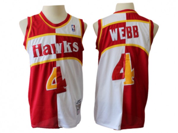 Atlanta Hawks #4 Spud Webb Red/White Split 1987/88 Hardwood Classics Jersey