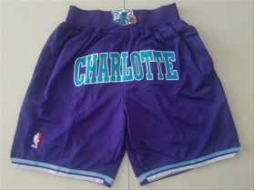 Charlotte Hornets Just Don "Charlotte" Purple Basketball Shorts