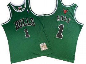 M&N Chicago Bulls #1 Derrick Rose Green 2008/09 Hardwood Classics Jersey