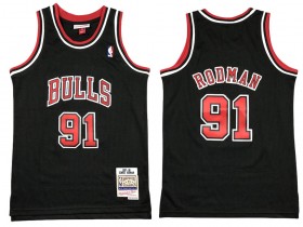 M&N Chicago Bulls #91 Dennis Rodman Black 1997/98 Hardwood Classics Jersey