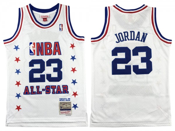 M&N Chicago Bulls #23 Michael Jordan White 1989 ALL STAR Jersey