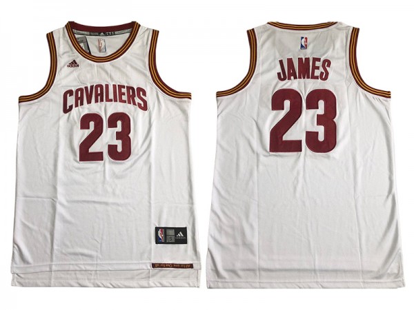 M&N Cleveland Cavaliers #23 LeBron James White Embroider Edition Jersey