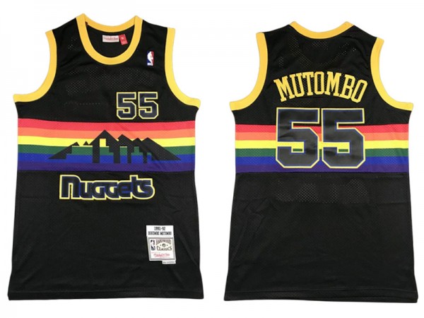 M&N Denver Nuggets #55 Dikembe Mutombo Black 1991-92 Hardwood Classic Jersey