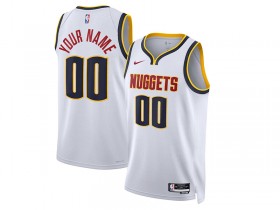 Custom Denver Nuggets White Association Edition Jersey