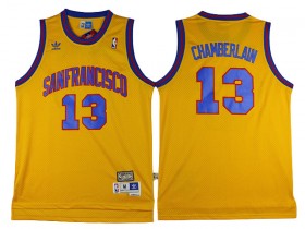 Golden State Warriors #13 Wilt Chamberlain Gold Hardwood Classic Jersey