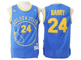 Golden State Warriors #24 Rick Barry Blue Hardwood Classic Jersey