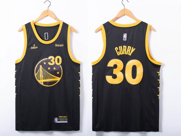 Golden State Warriors #30 Stephen Curry Black FMVP Jersey