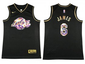 Los Angeles Lakers #6 Lebron James Black Gold Diamond Swingman Jersey