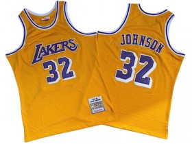 M&N Los Angeles Lakers #32 Magic Johnson Yellow 1984/85 Hardwood Classic Jersey