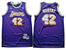 Los Angeles Lakers #42 James Worthy Purple Hardwood Classics Swingman Jersey