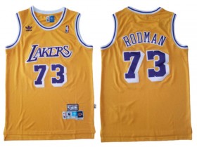 Los Angeles Lakers #73 Dennis Rodman Yellow Hardwood Classics Swingman Jersey