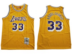 M&N Los Angeles Lakers #33 Kareem Abdul-Jabbar Yellow 1984/85 Hardwood Classic Jersey