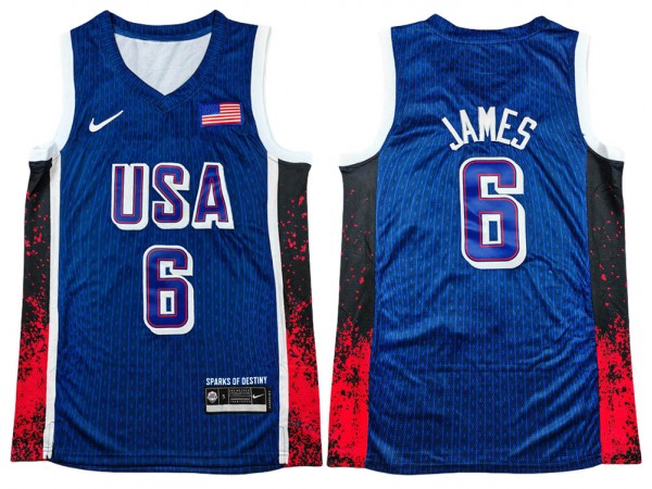 USA Basketball #6 Lebron James Navy 2024 Summer Olympics Jersey