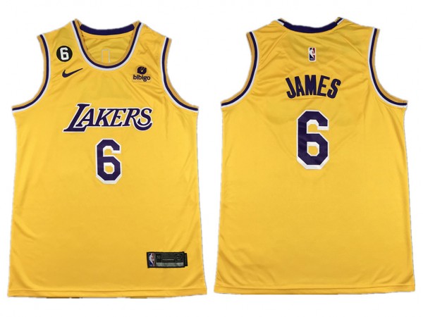 Los Angeles Lakers #6 Lebron James Yellow Swingman Jersey