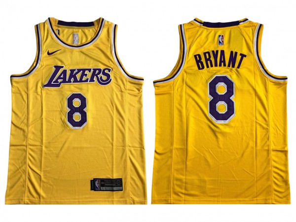 Los Angeles Lakers #8 Kobe Bryant Yellow Embroider Edition Jersey