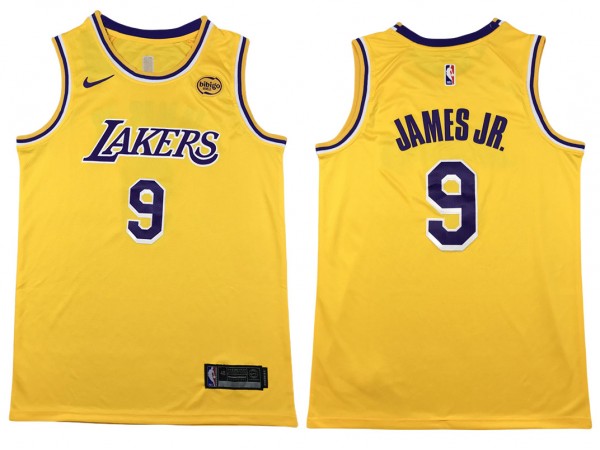 Los Angeles Lakers #9 Bronny James Yellow Swingman Jersey