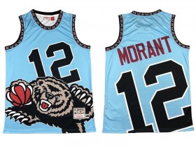 Memphis Grizzlies #12 Ja Morant Light Blue Print Hardwood Classics Jersey