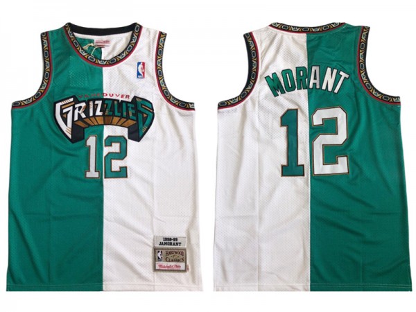 Memphis Grizzlies #12 Ja Morant Teal/White Split Hardwood Classic Jersey