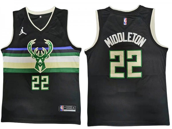 Milwaukee Bucks #22 Khris Middleton Black 2020-21 Statement Swingman Jersey