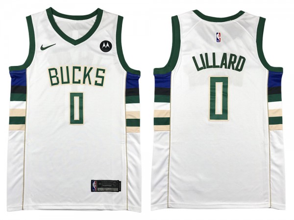 Milwaukee Bucks #0 Damian Lillard White Swingman Jersey