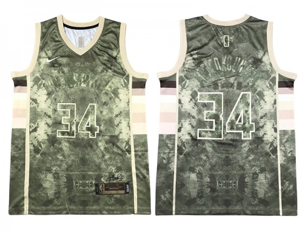 Milwaukee Bucks #34 Giannis Antetokounmpo Camo Select Series Jersey