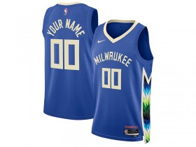 Custom Milwaukee Bucks Blue City Edition Swingman Jersey
