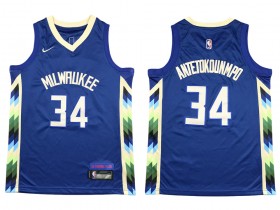 Milwaukee Bucks #34 Giannis Antetokounmpo 2022-23 Blue City Edition Swingman Jersey