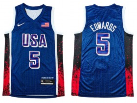 USA Basketball #5 Anthony Edwards Navy 2024 Summer Olympics Jersey