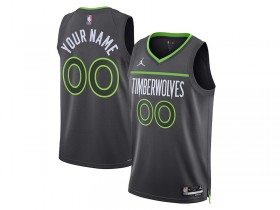 Custom Minnesota Timberwolves Black Statement Edition Swingman Jersey