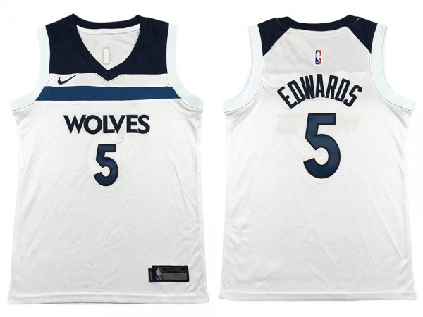 Minnesota Timberwolves #5 Anthony Edwards White Swingman Jersey