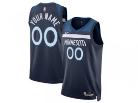 Custom Minnesota Timberwolves Navy Icon Edition Swingman Jersey