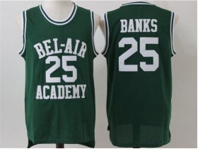 The Fresh Prince of Bel-Air Bel-Air Academy #25 Carlton Banks Green Movie Basketball Jersey