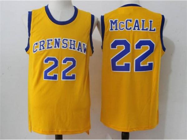 Love & Basketball Crenshaw High School #22 Quincy McCall Yellow Movie Basketball Jersey